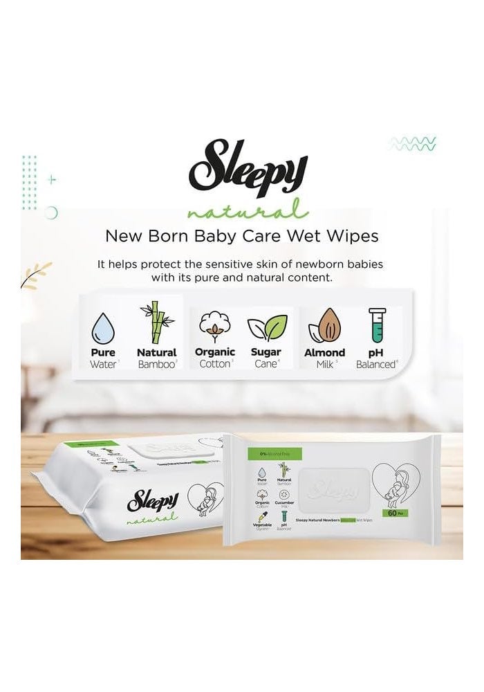 Sleepy Baby Care Wet Wipes | Natural | 600 Sheets | 60X10 Pack - Image 5